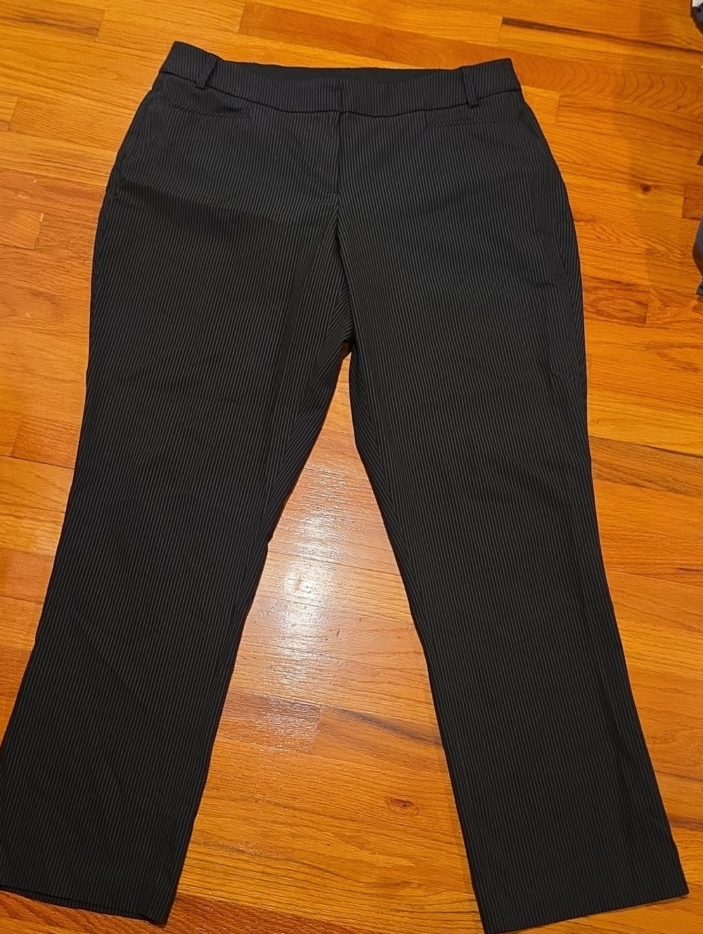 Lane Bryant The Lena Pinstripe Flare Pants Black Waist 18L